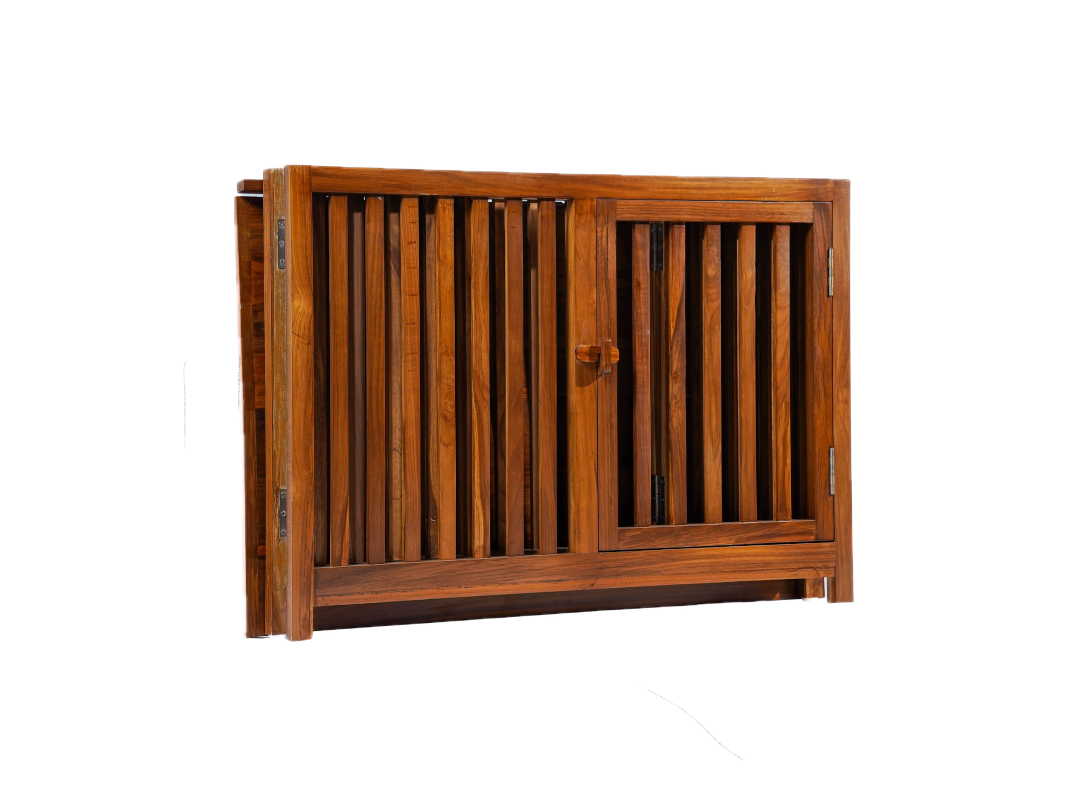 Timberla Foldable Dog House, Indoor Outdoor Wooden Crate Kennel Cage for Small & Medium Pets with Solid Teak Wood